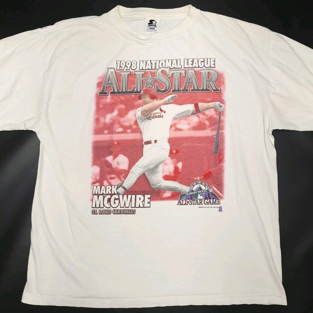 Vintage Mark McGwire T Shirt 90s Starter 1998 Baseball All‎ Star Game Mens Large